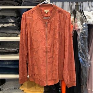 Floral embroidered zip up. Never worn.